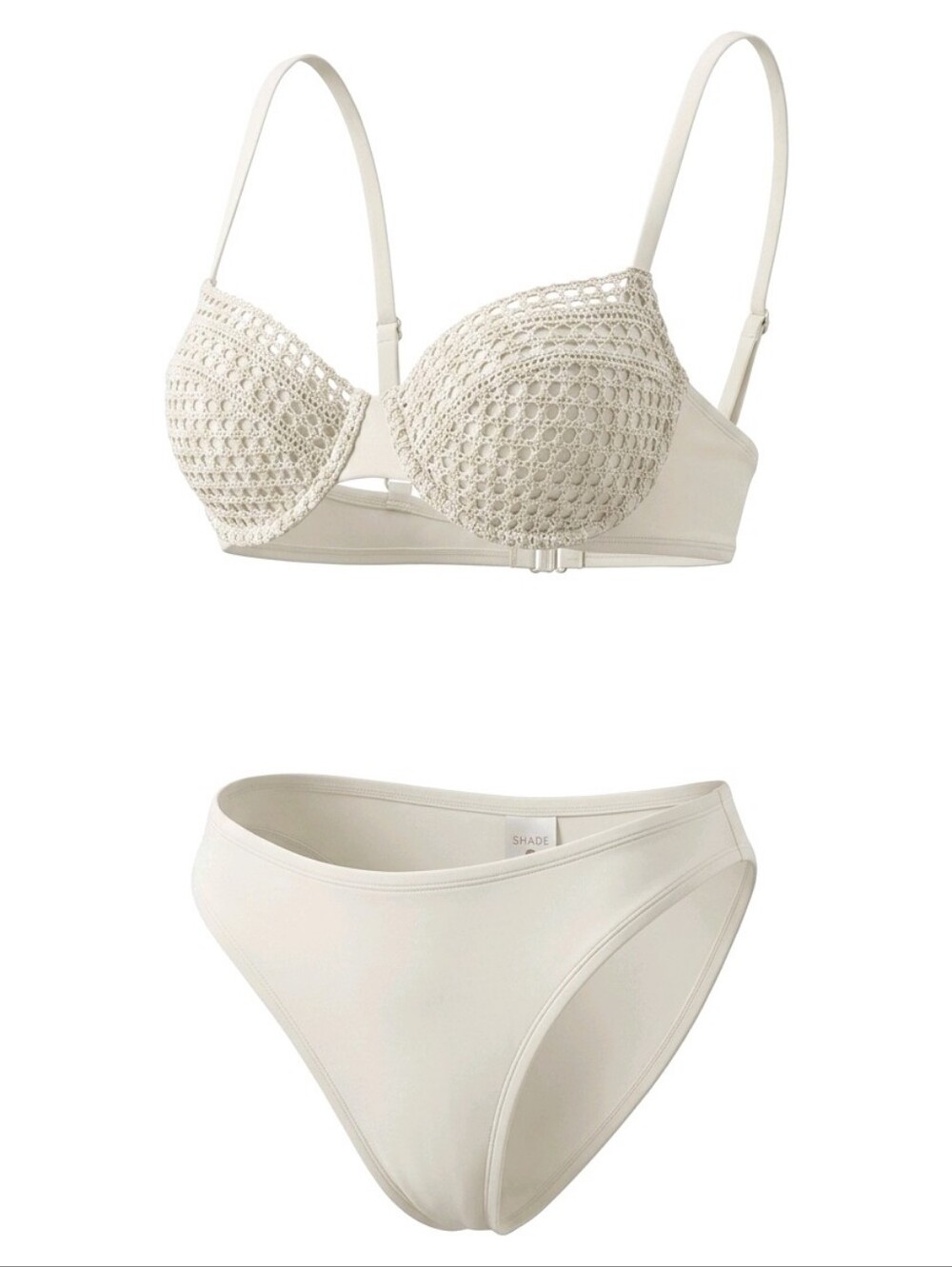 Shade Cream Crochet-Trim Bikini Set